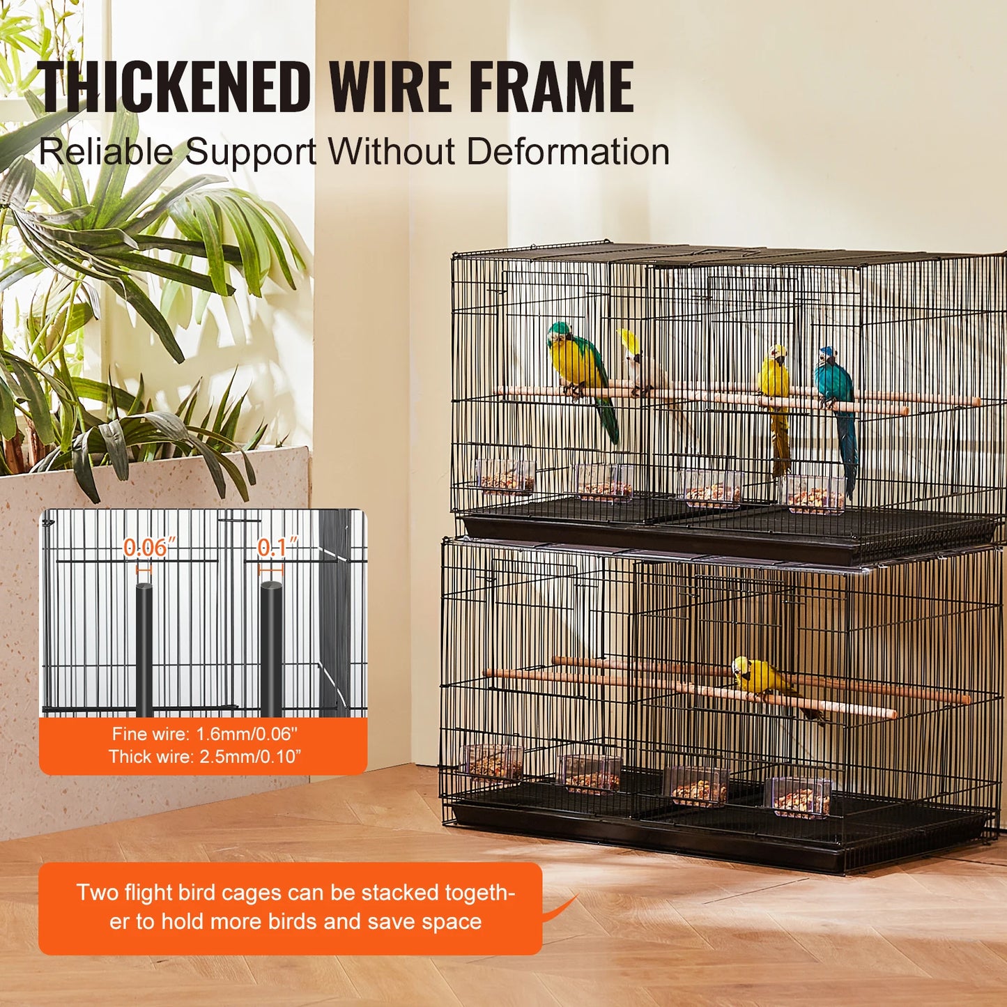 SucceBuy Stackable Divided Bird Cage With Sturdy Travel Handle