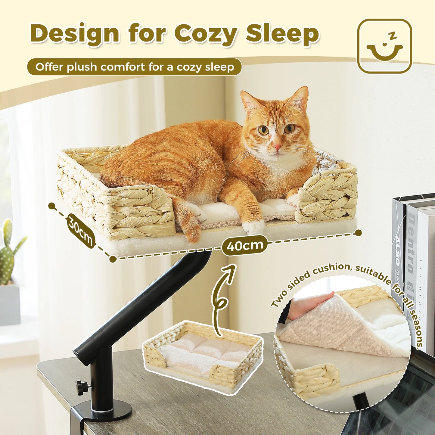 PAWZ Road Rotatable Cat Desk Bed Adjustable Plush Hammock