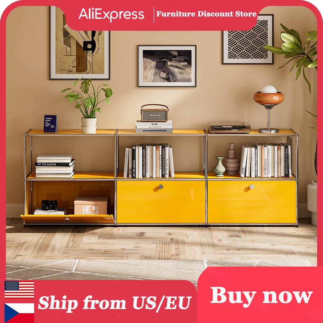 Modern Stainless Steel Storage Cabinet For Living Room And Office