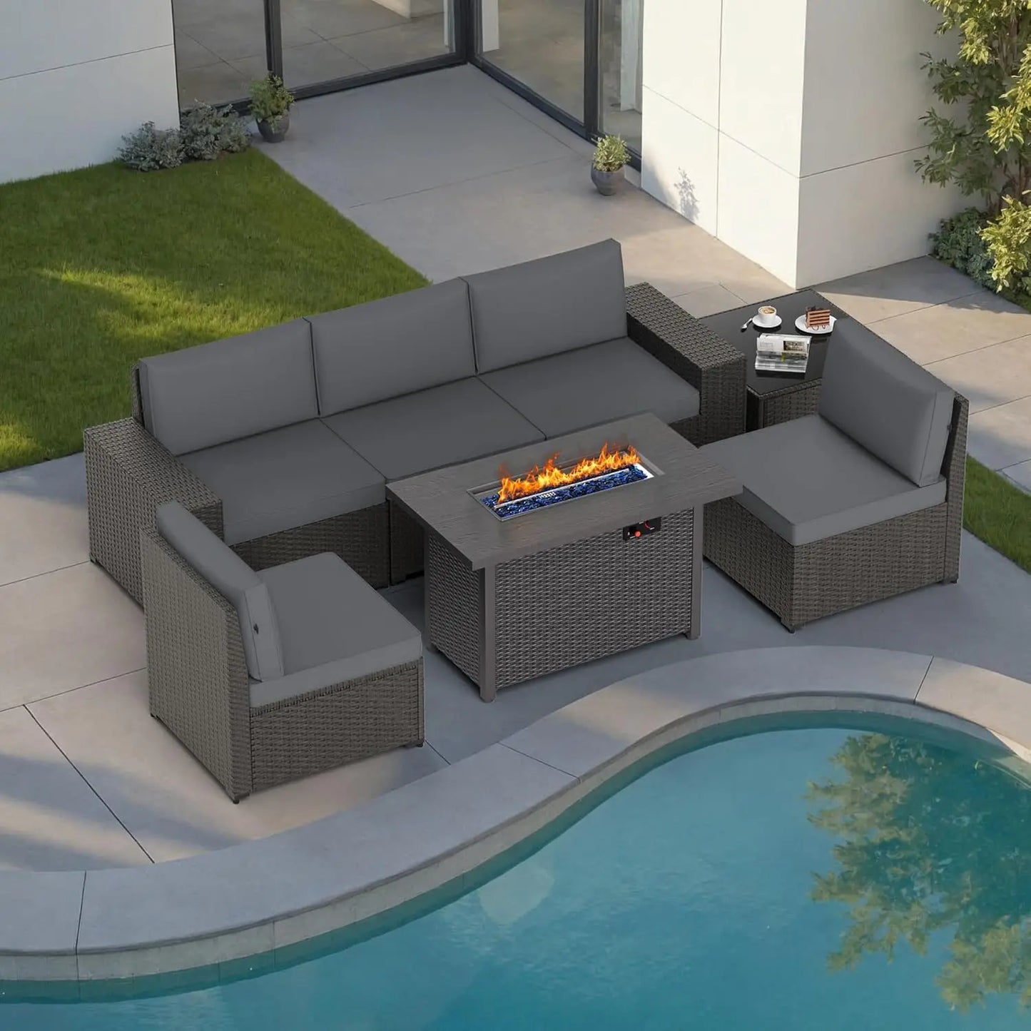 Guohe Outdoor Patio Conversation Set With Fire Pit Table