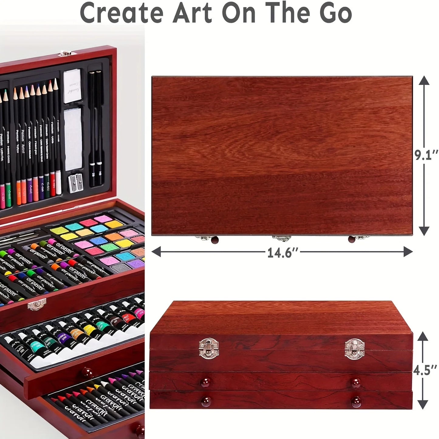 146 Piece Professional Art Set Featuring Crayons Watercolors And Pastels