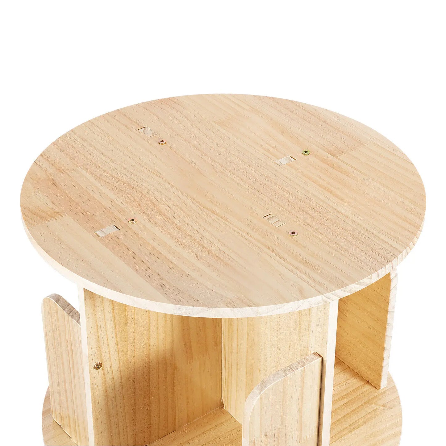 Rotating Pine Wood Bookshelf With Ample Storage For Home