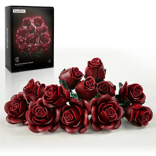 SupreOwls Roses Bouquet Building Blocks Artificial Flowers Home Decor Gift