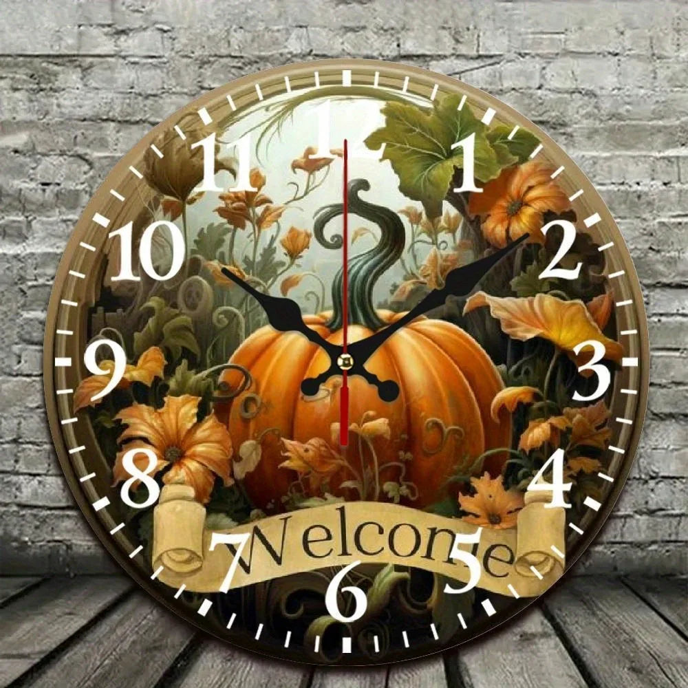 YTYIN Round Welcome Slogan Wall Clock With Silent Quartz Movement