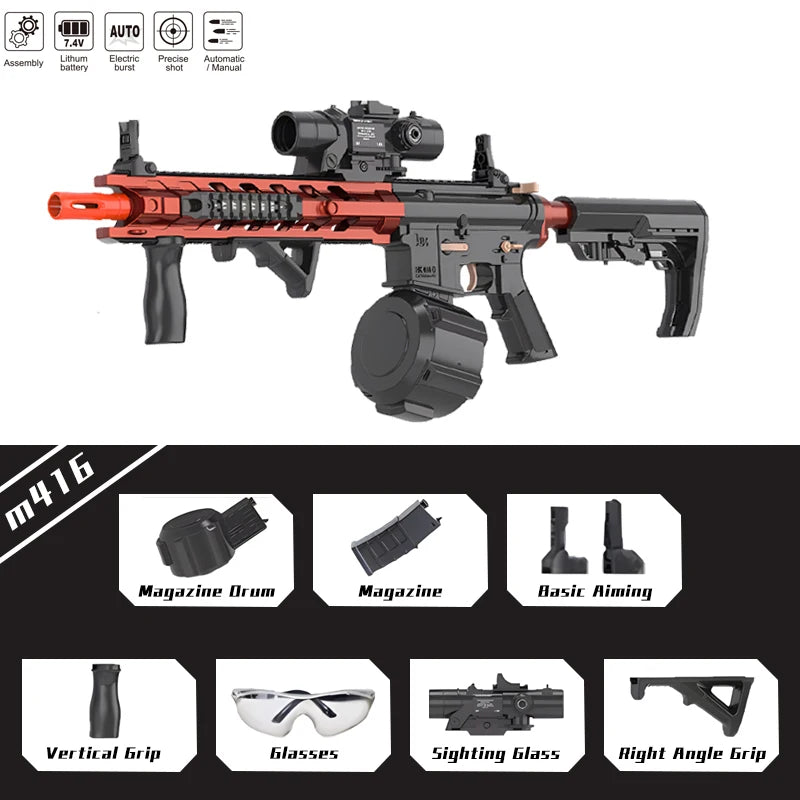 M4 Electric Gel Ball Toy Rifle Featuring Dual Operation Modes