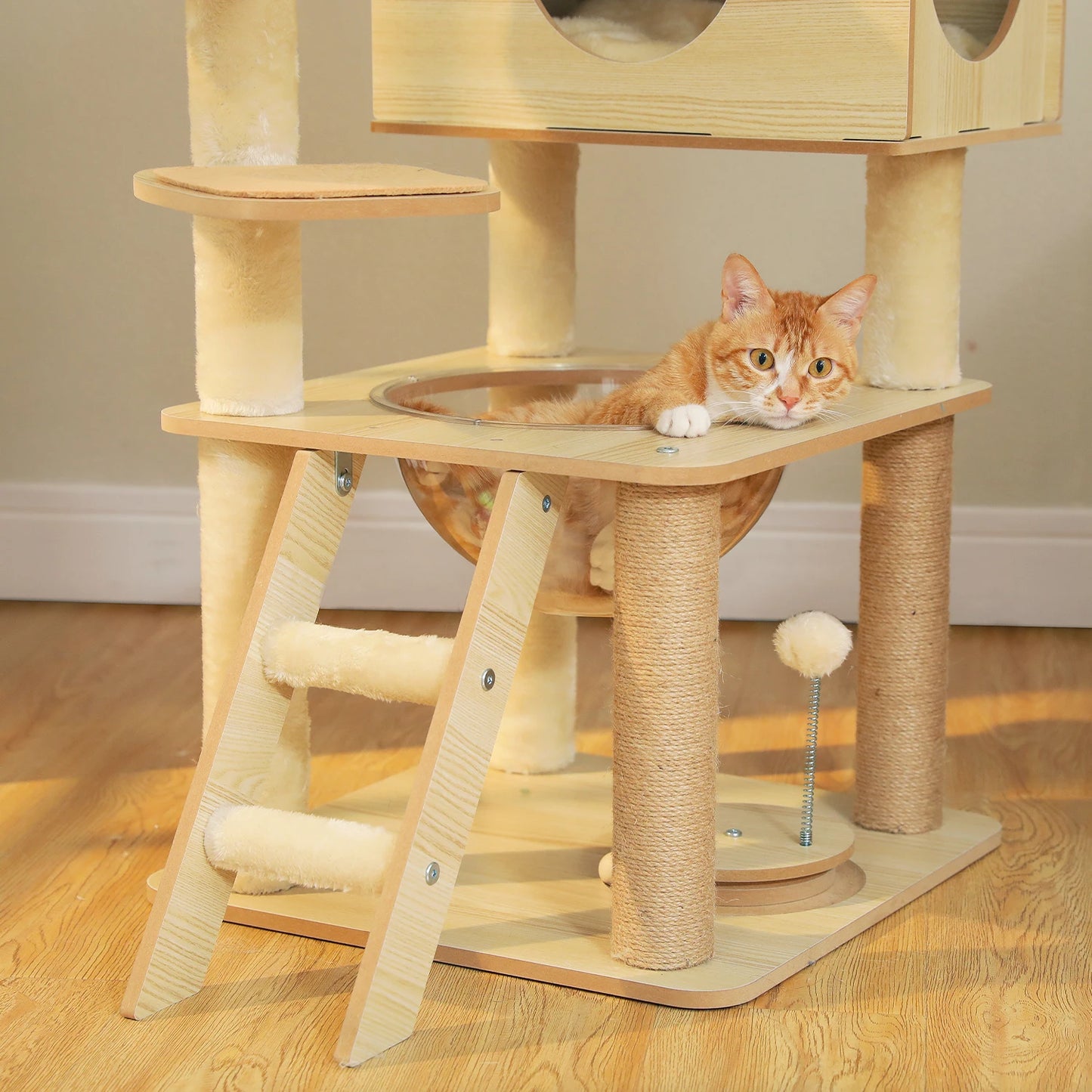Pawz Wooden Cat Tower With Scratching Posts Hammock And Perch