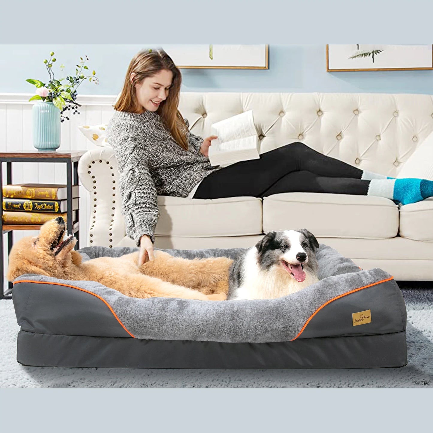 Bingopaw Removable Washable Fleece Dog Bed Soft Water Resistant Cover