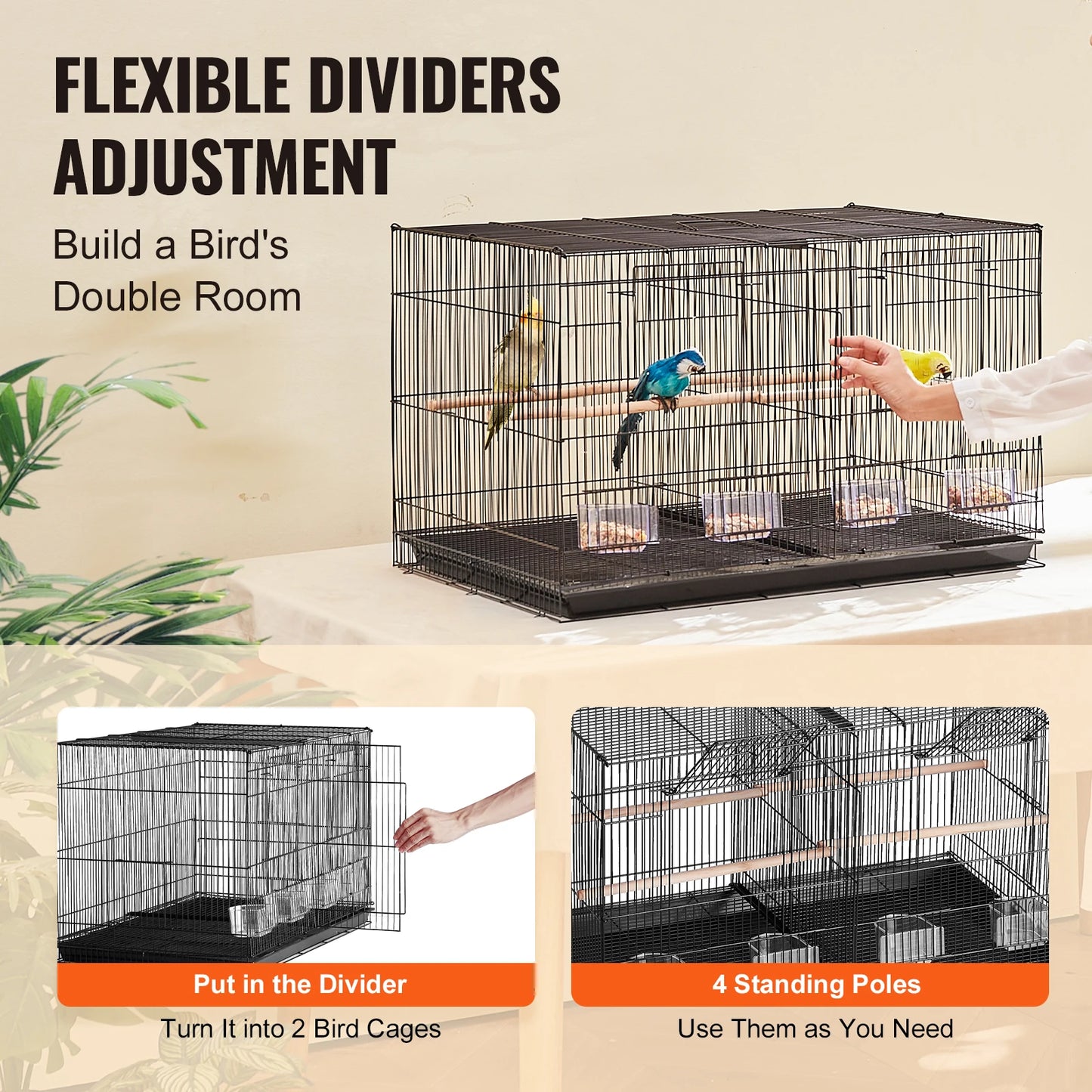 SucceBuy Stackable Divided Travel Bird Cage With Handle And Perch