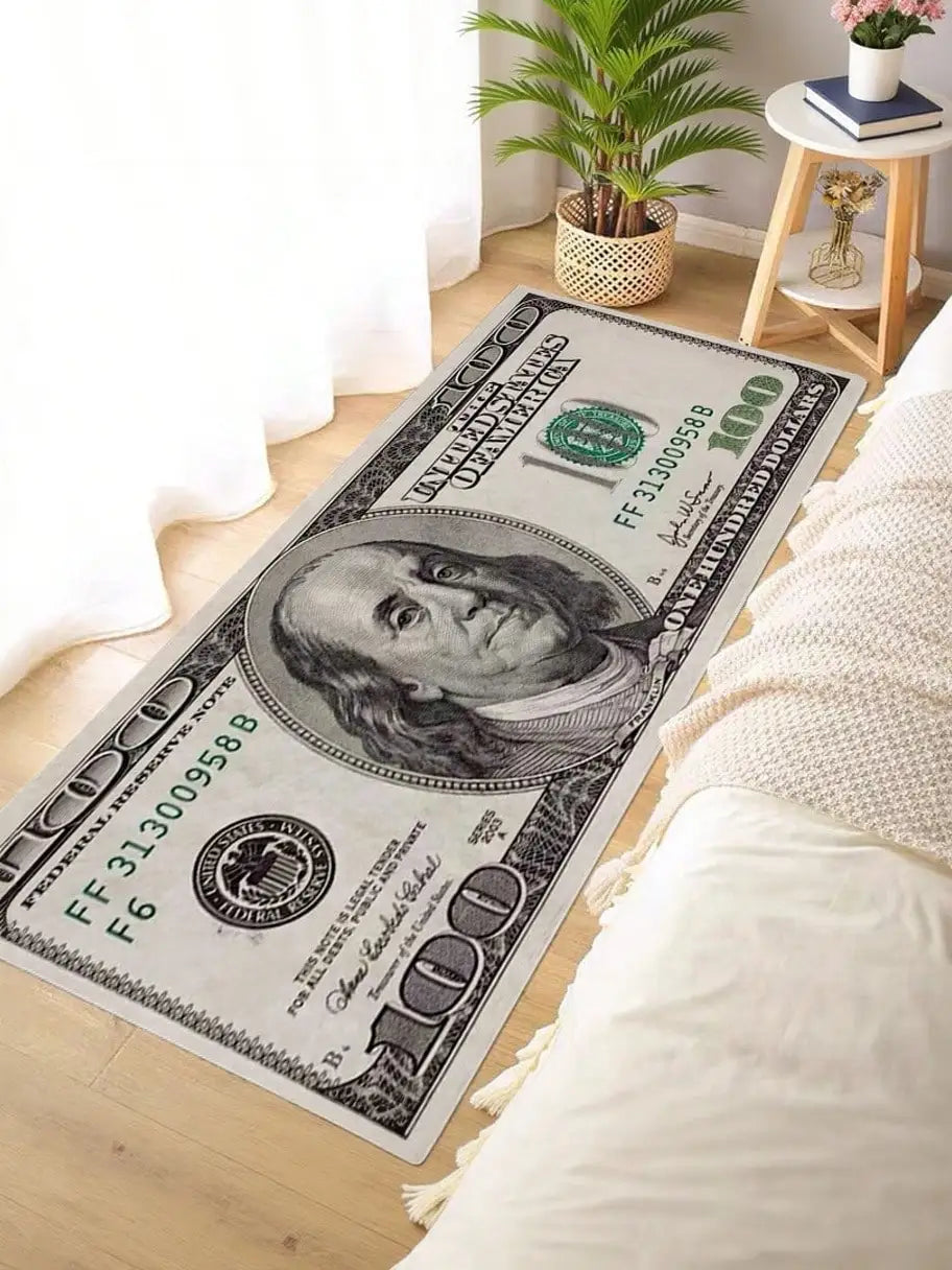 Creative Dollar Bill Portrait Nylon Area Rug For Home Decor
