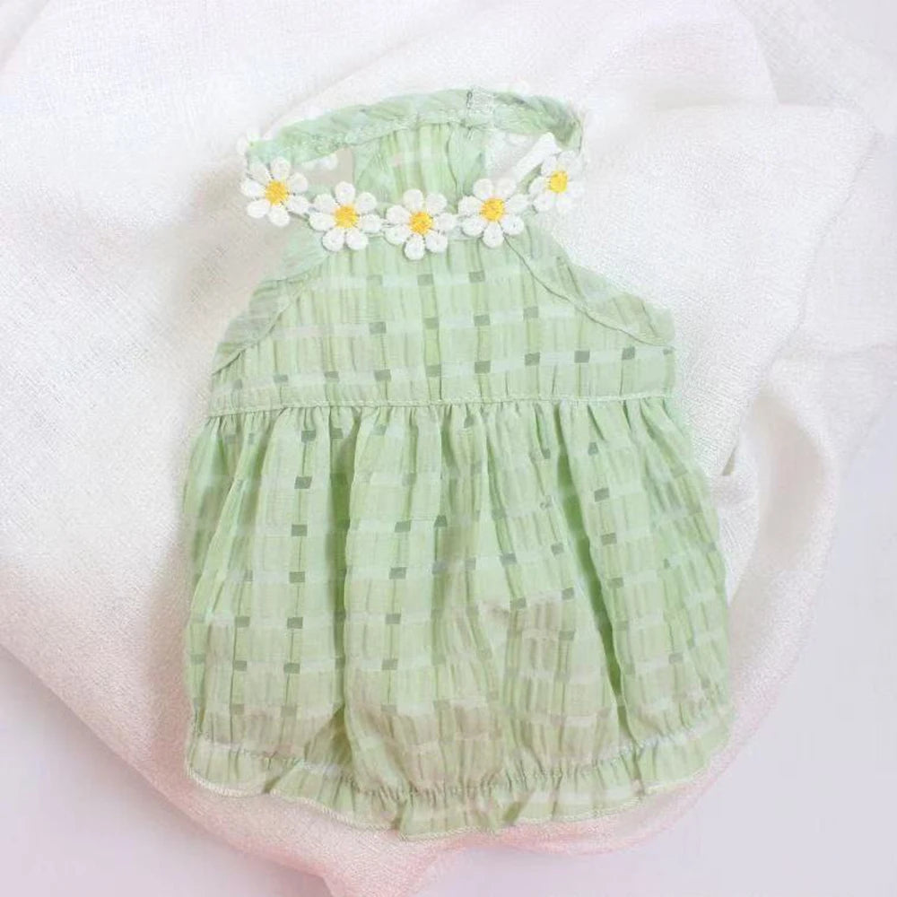 Breathable Floral Collar Pet Dress For Small Dogs And Puppies