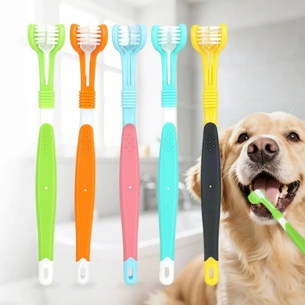 Three Sided Pet Toothbrush Removes Tartar And Freshens Breath