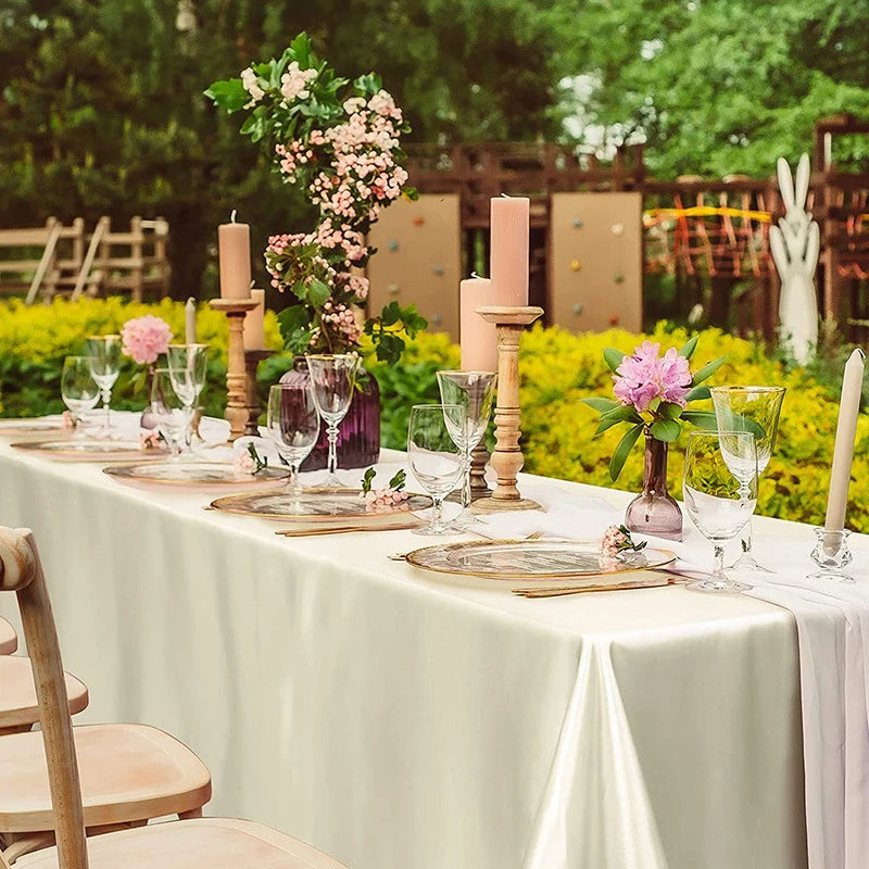 Large Rectangle Satin Tablecloth Waterproof Polyester Dining Cover
