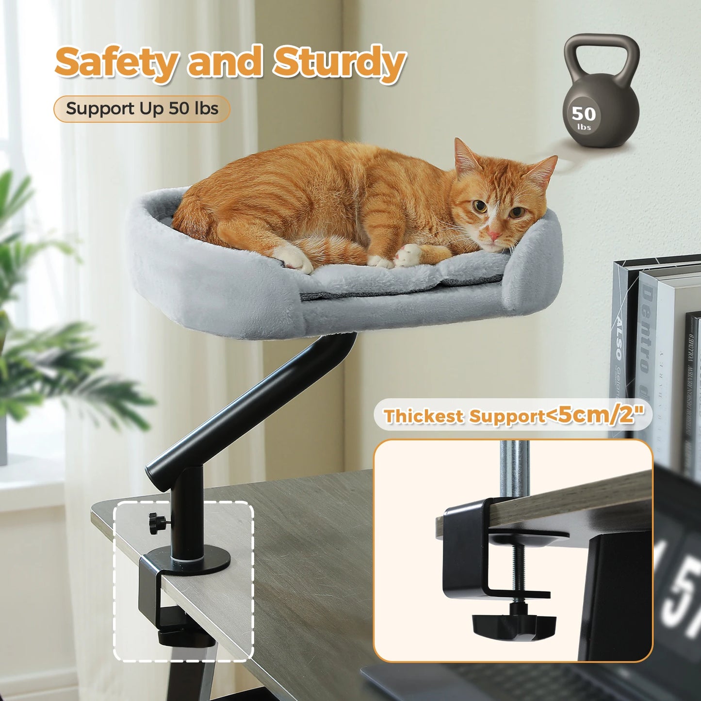 PAWZ Road Rotatable Cat Desk Bed Adjustable Plush Hammock