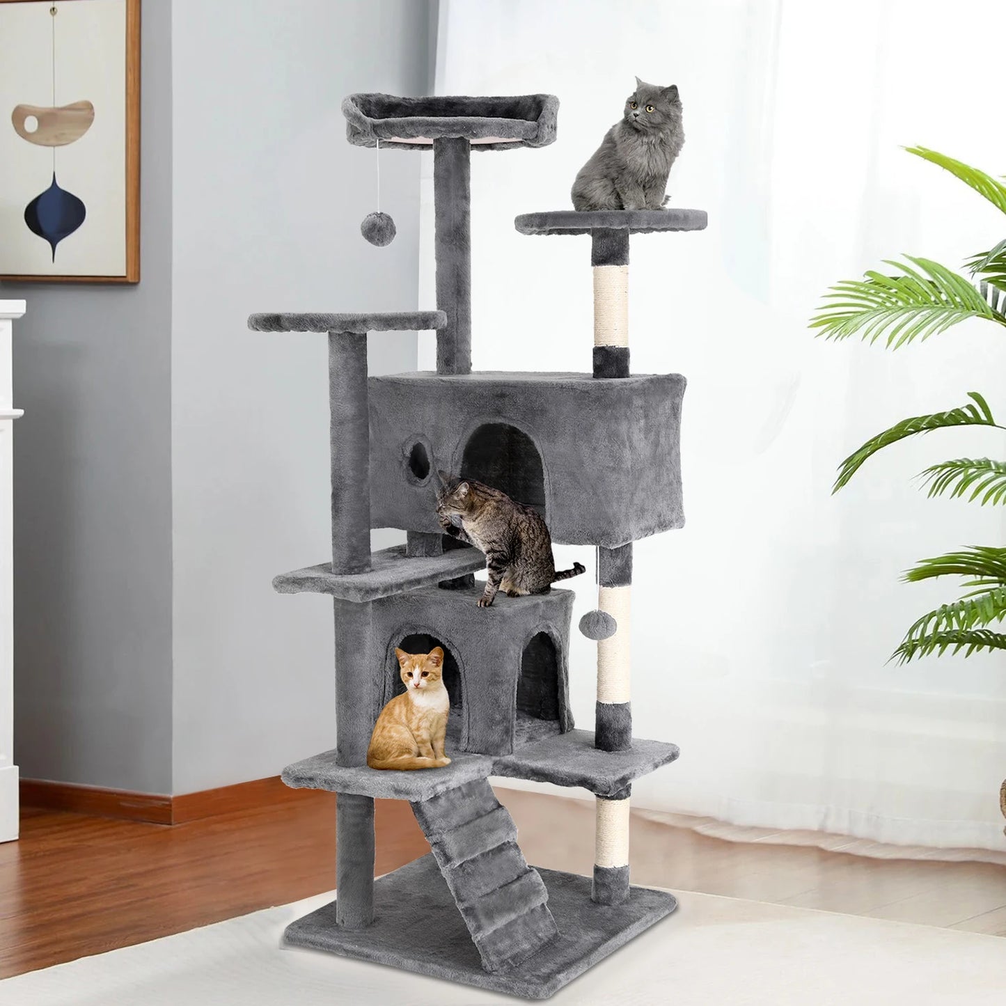 Elegant Multi Level Cat Tower With Sisal Scratching Posts
