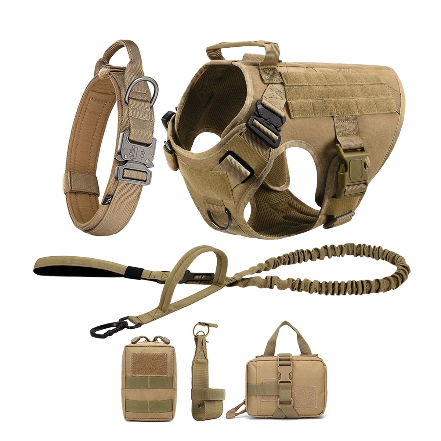 Tactical Padded Nylon Dog Harness Vest With Molle Pouches