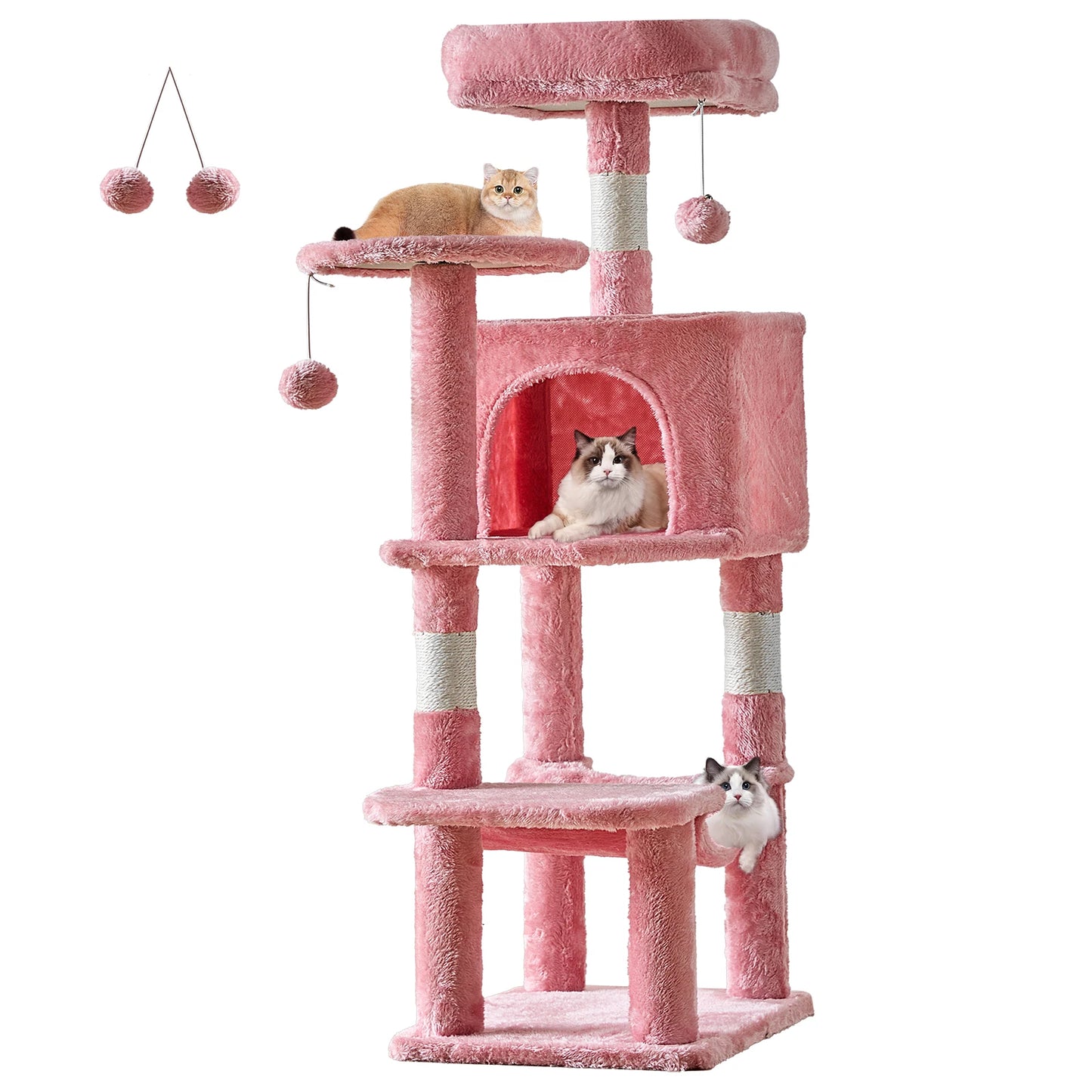 JHK Four Tier Cat Tree With Natural Sisal Scratching Post