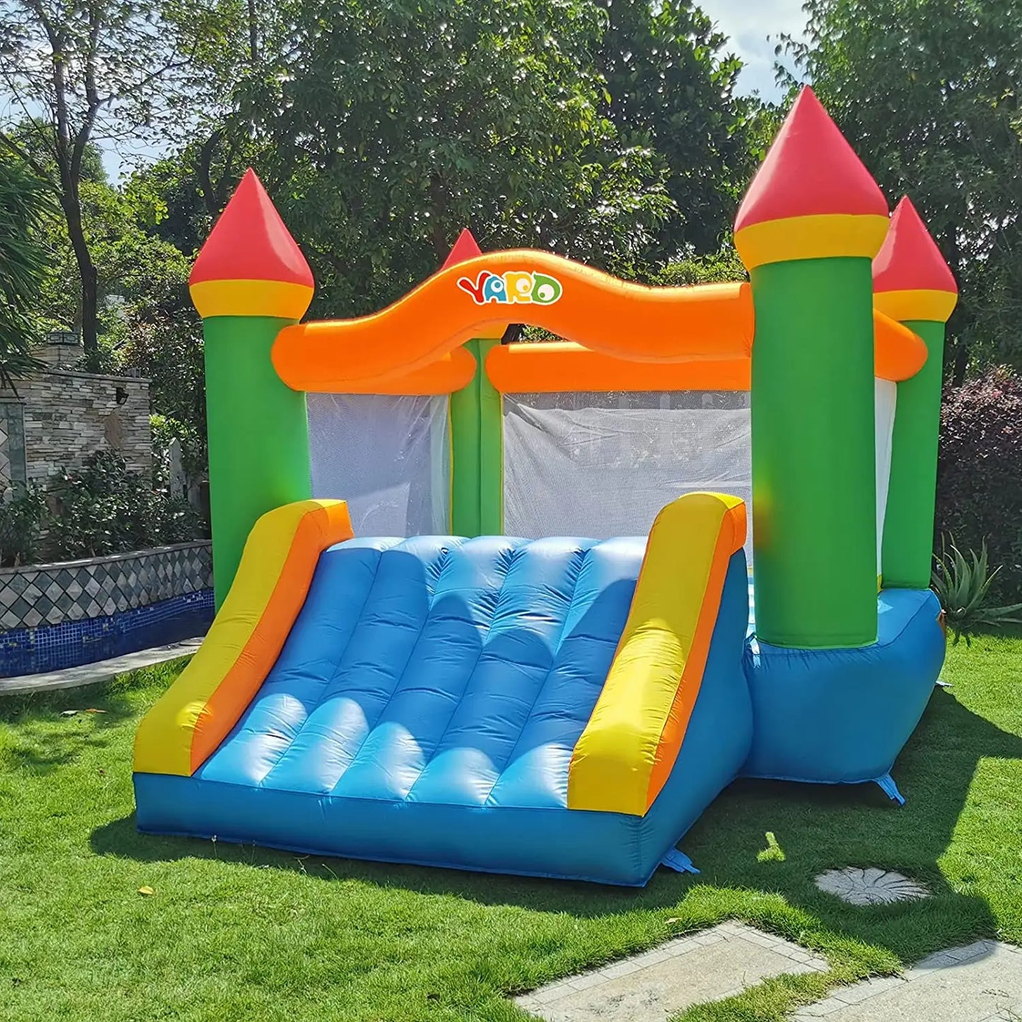 Yard Inflatable Bounce House With Slide For Kids Outdoor