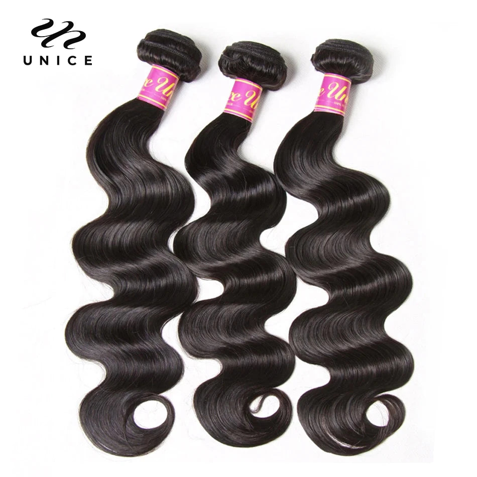 Unice Body Wave Bundles 100% Human Hair Virgin Brazilian Weave Extensions