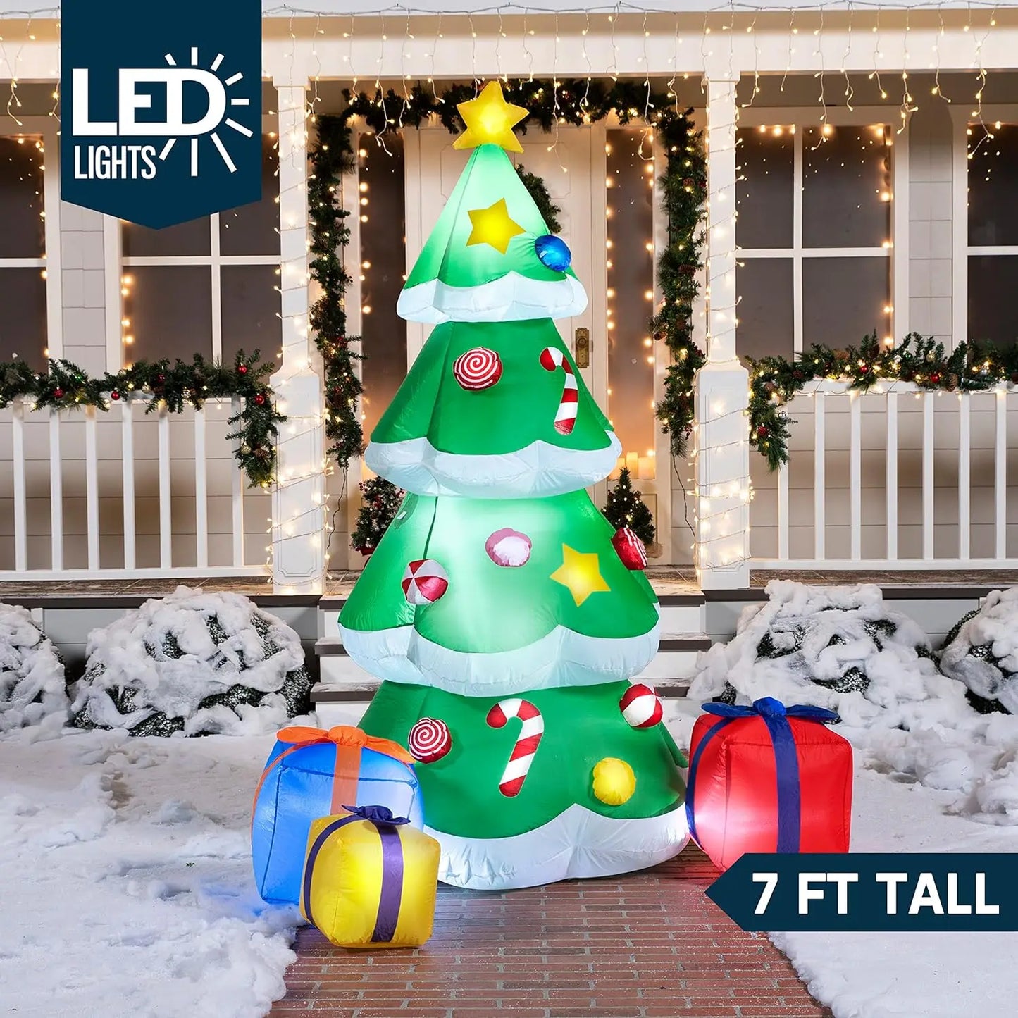 Joyfy 8ft Long Christmas Inflatables Nativity Scene With Build-In LEDs
