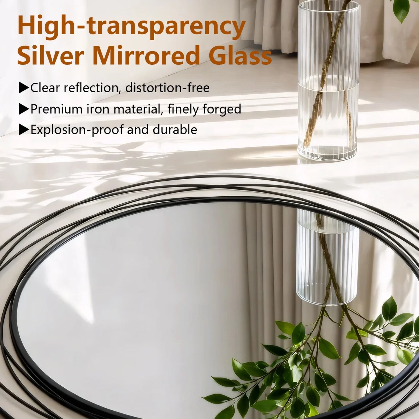 Elegant Round Wall Mirror Crafted With Decorative Wire Frame