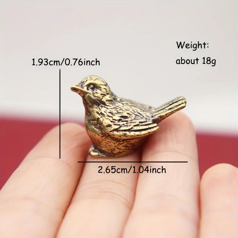 Brass Sparrow Desktop Figurine For Tea Pet Home Decoration Gift