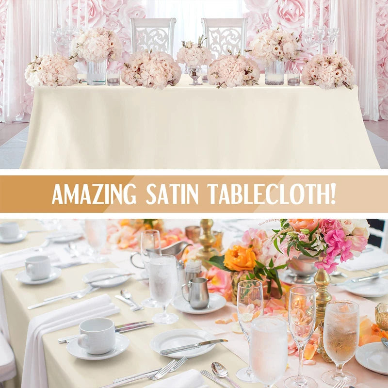 Large Rectangle Satin Tablecloth Waterproof Polyester Dining Cover