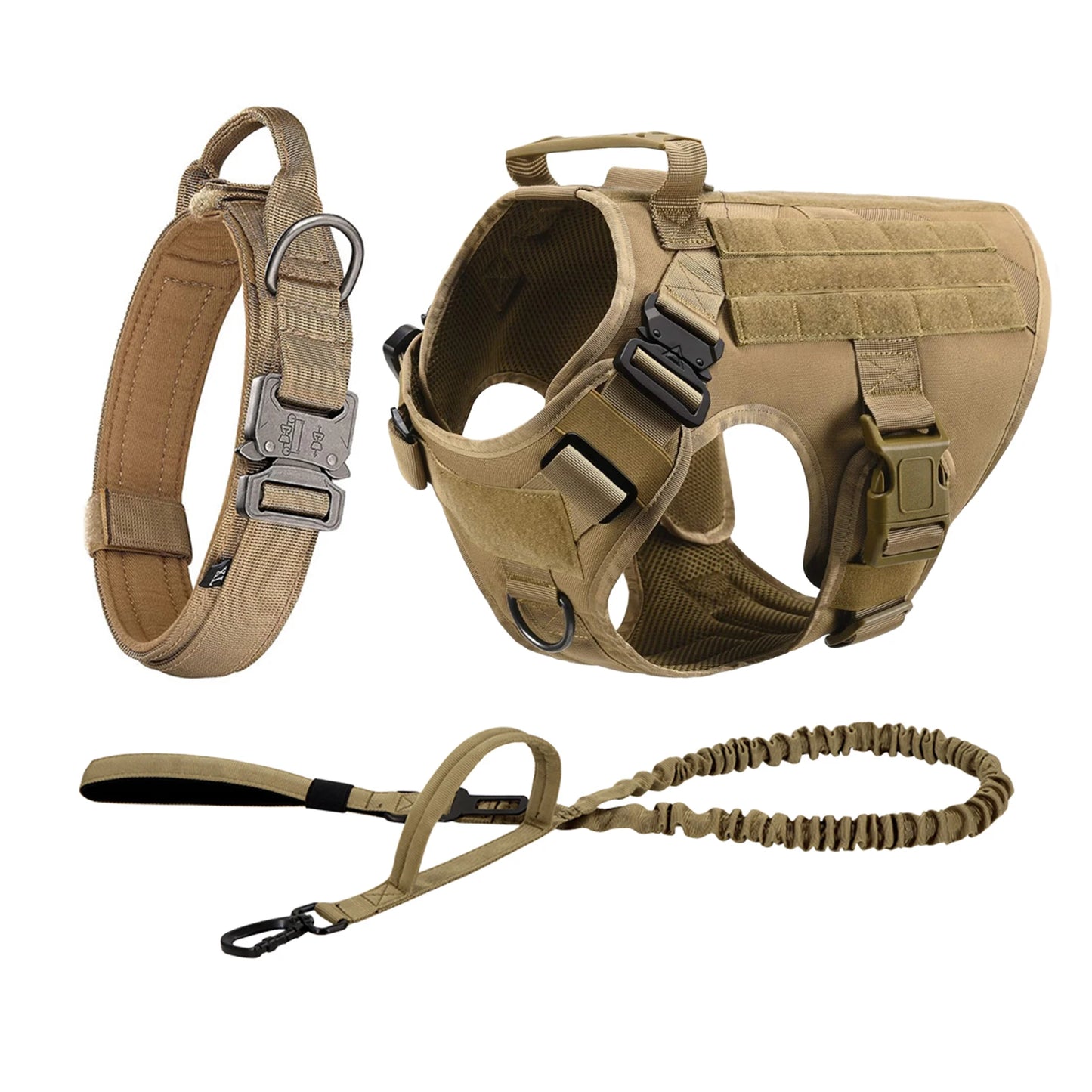 Tactical Padded Nylon Dog Harness Vest With Molle Pouches