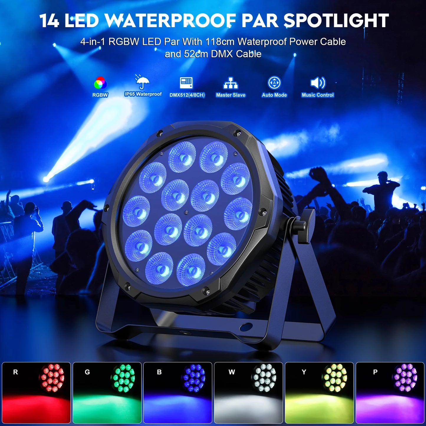 U'King Waterproof LED Par Light DMX512 RGBW Stage Lighting