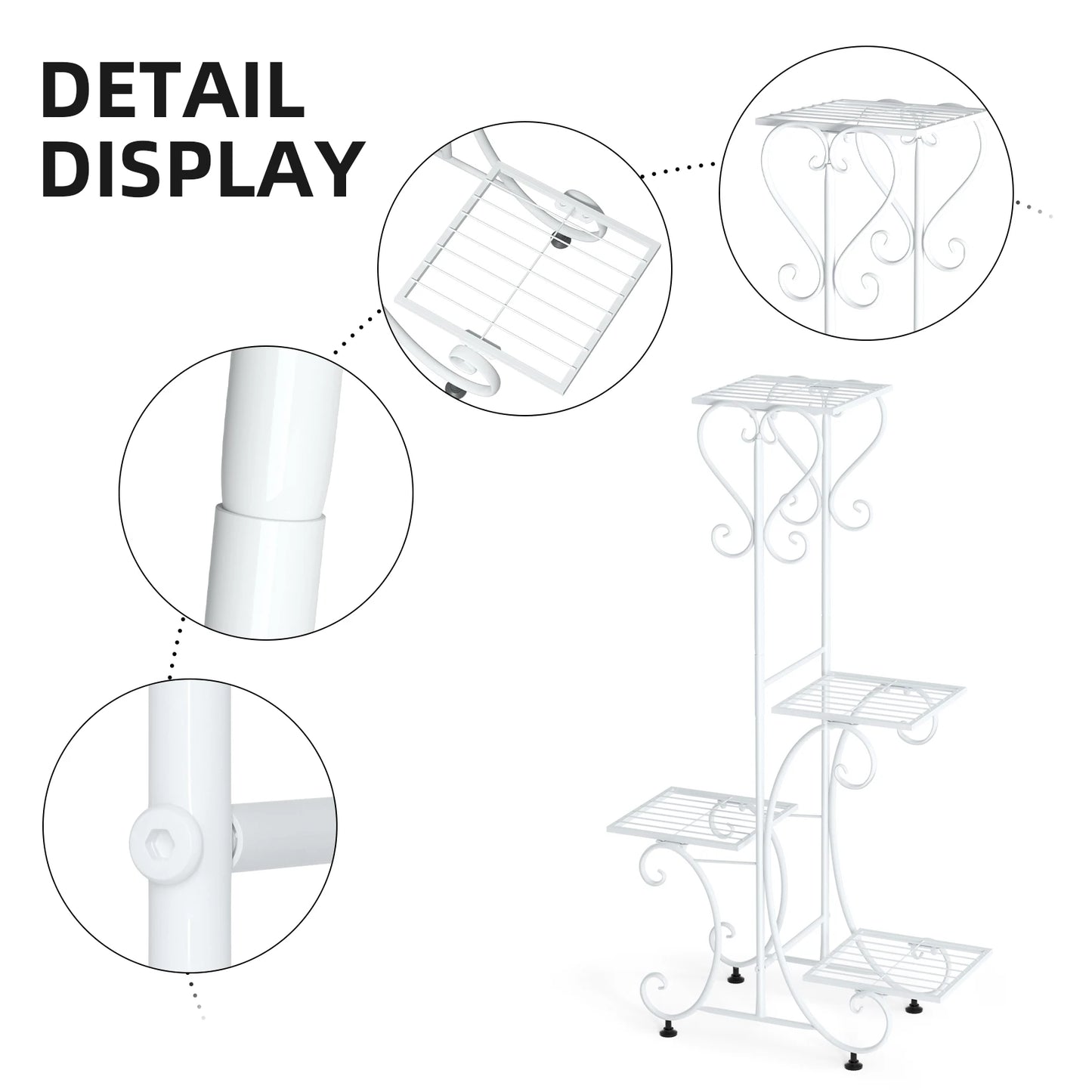 Four Tier Metal Plant Stand For Indoor Outdoor Garden Display