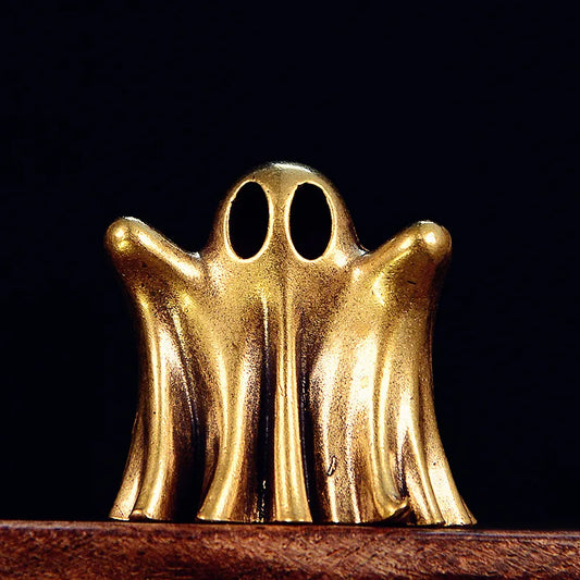 Vintage Brass Halloween Ghost Statue Desktop Figurine Ornament
