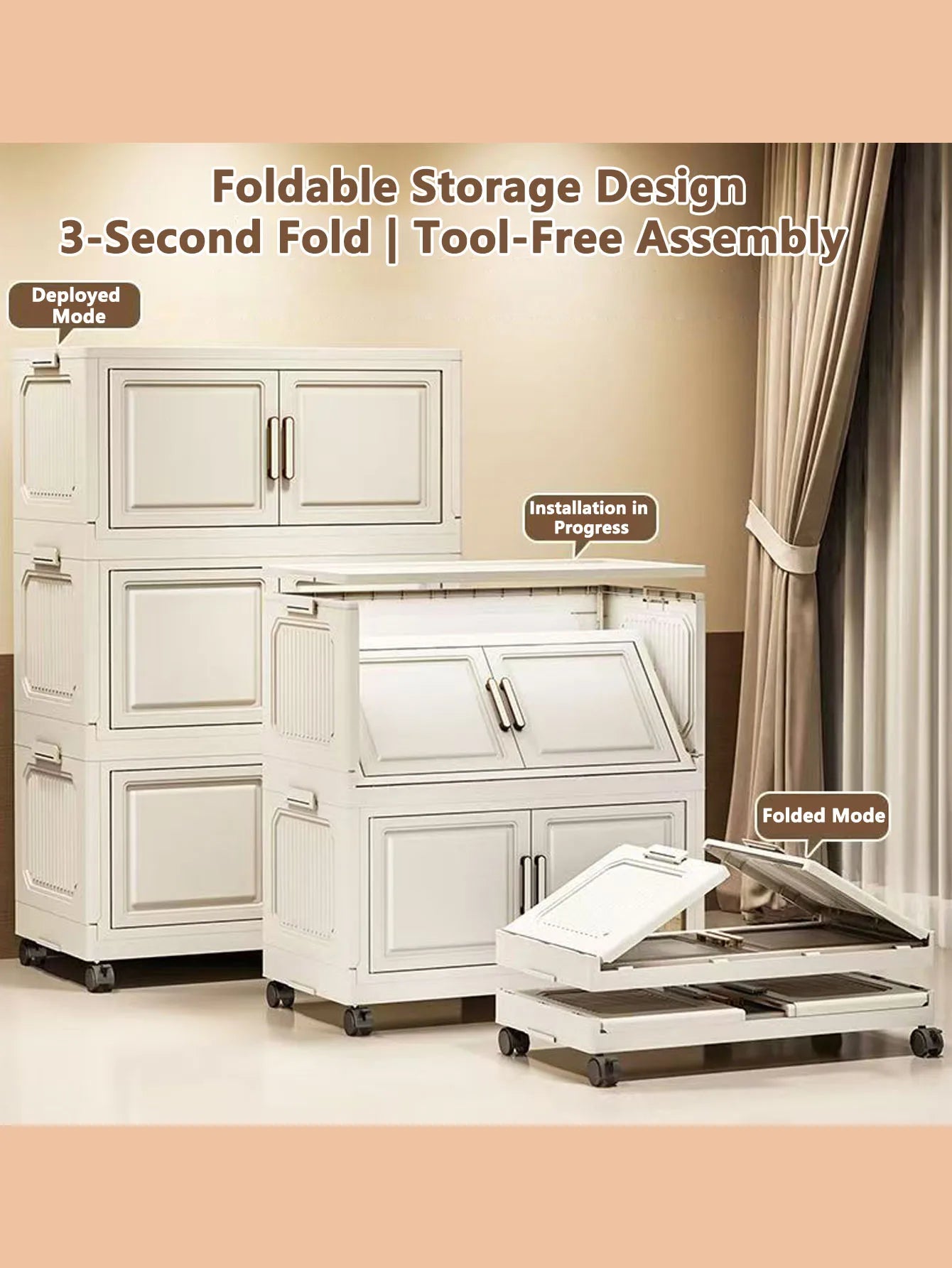 Adjustable Plastic Storage Cabinet For Home Kitchen Organization