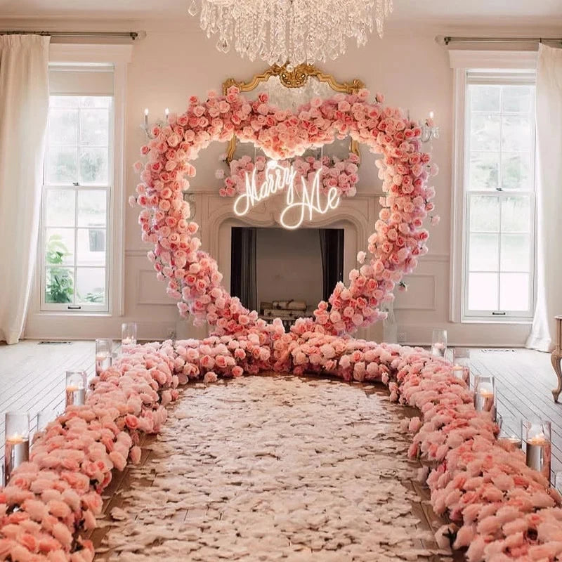 Angela Flower 5D Artificial Rose Heart Stand Wedding Backdrop