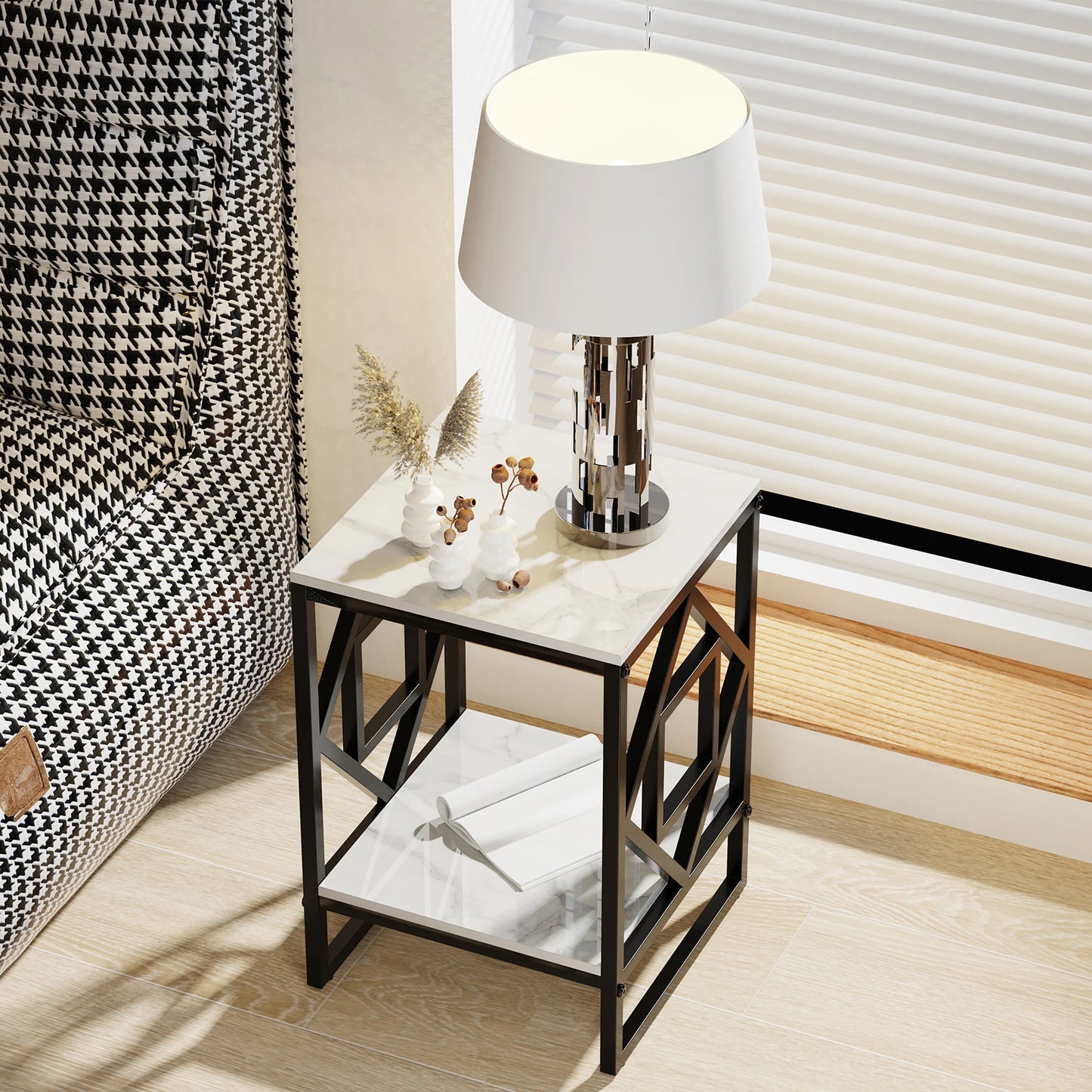 Modern Marble Top Side Table End Table For Living Room