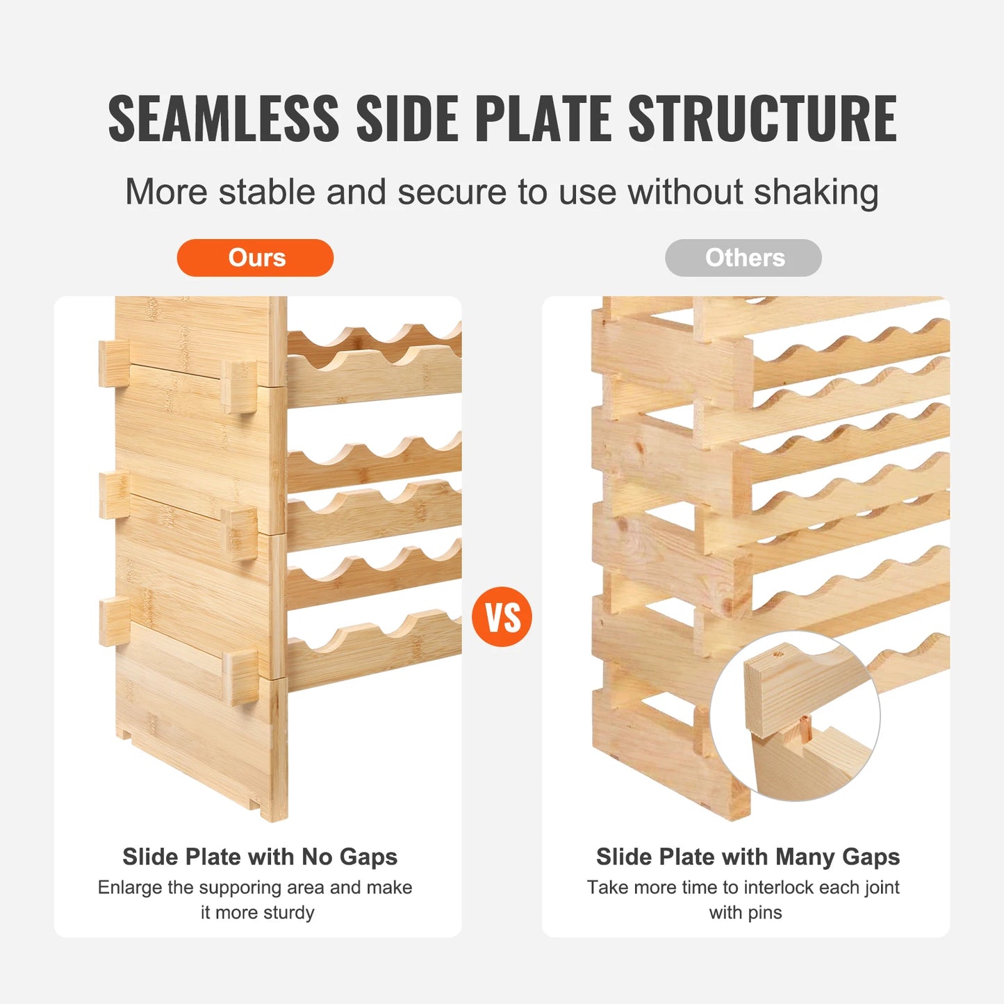 SucceBuy Bamboo Free Standing Stackable Modular Wine Storage Rack