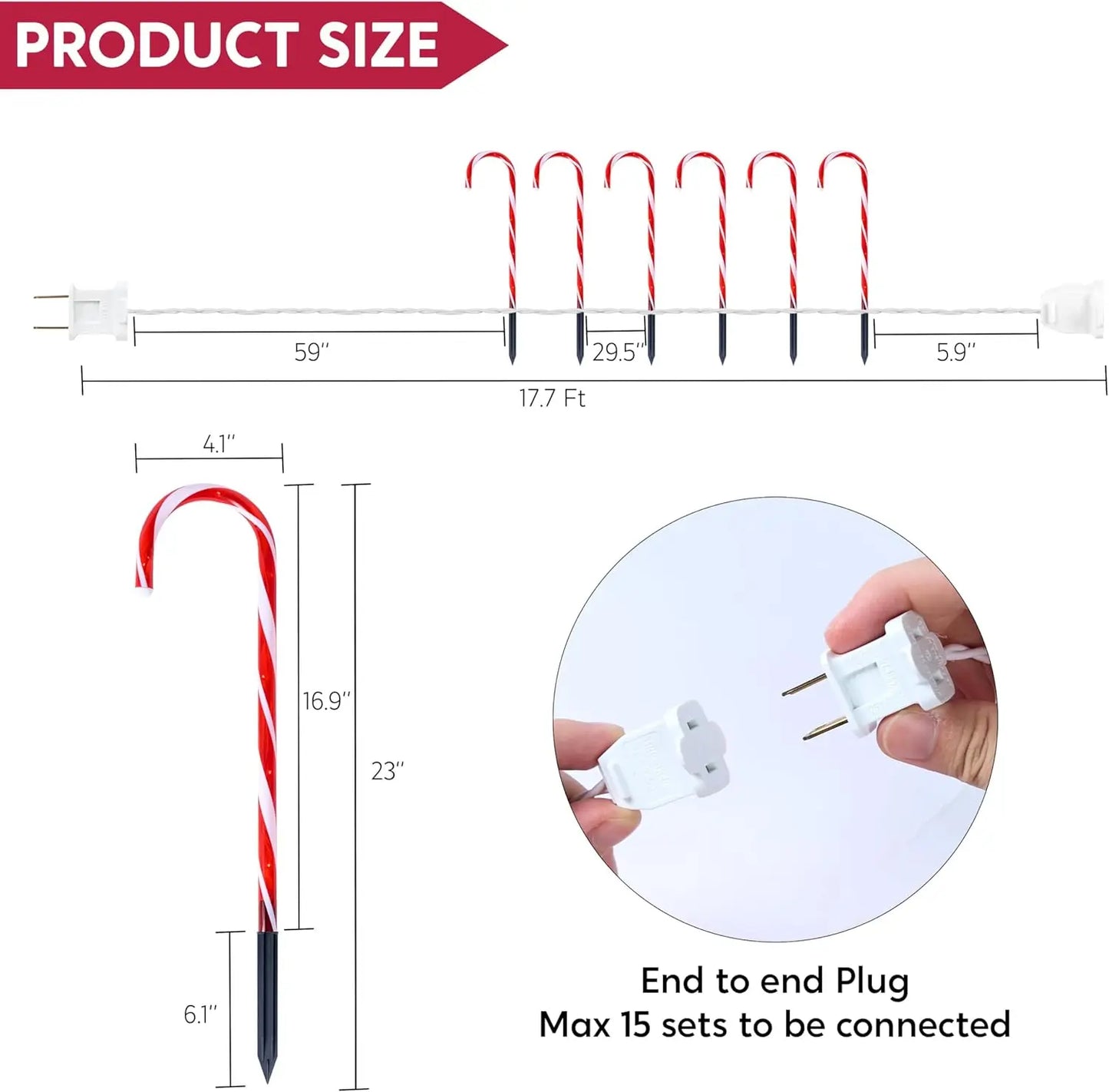 Joyfy Set Of Twelve Pre Lit Candy Cane Pathway Lights