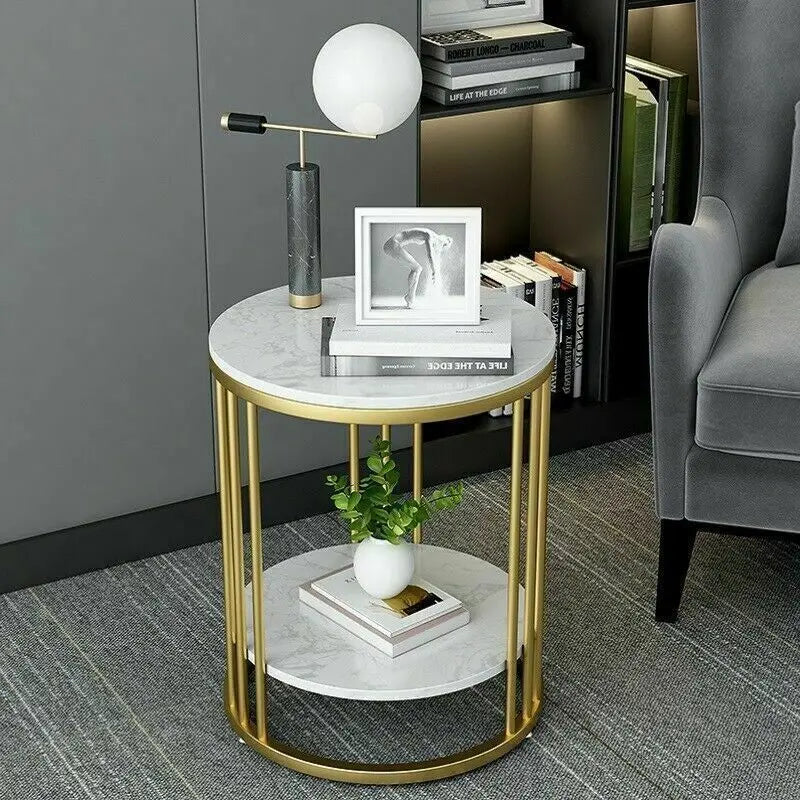 Wisfor Two Tier Marble Side Table With Jewelry Storage