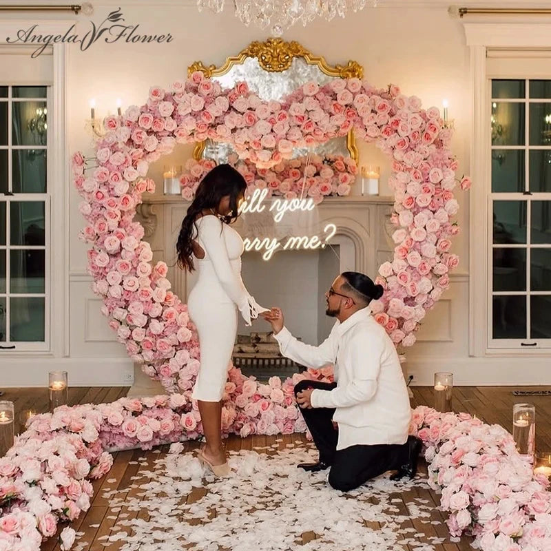 Angela Flower 5D Artificial Rose Heart Stand Wedding Backdrop