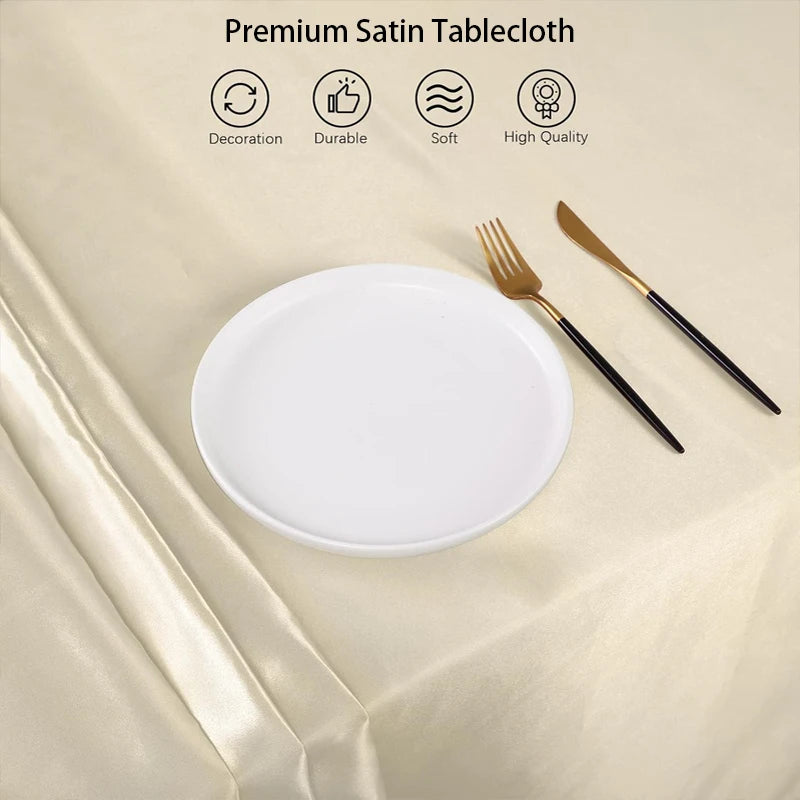 Large Rectangle Satin Tablecloth Waterproof Polyester Dining Cover
