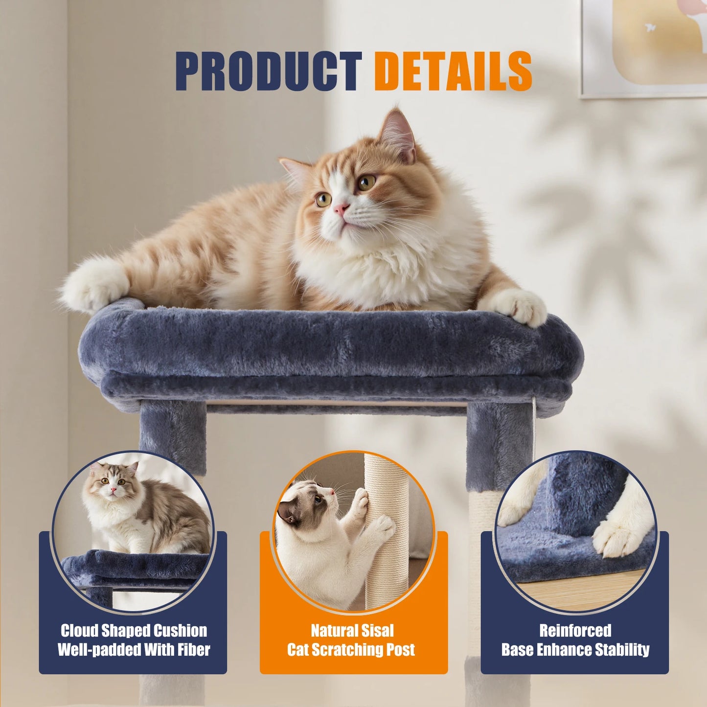 Jhk Premium Cat Tree Featuring Natural Sisal Scratching Posts