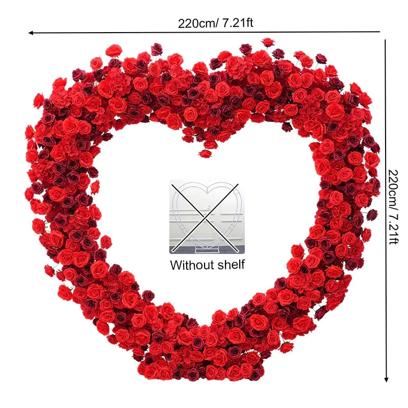 Angela Flower 5D Artificial Rose Heart Stand Wedding Backdrop