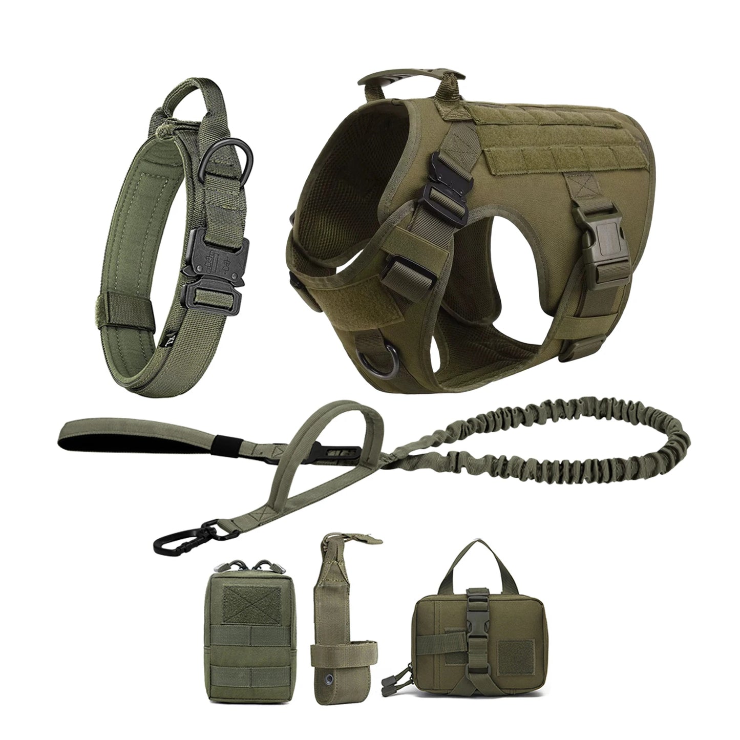 Tactical Padded Nylon Dog Harness Vest With Molle Pouches
