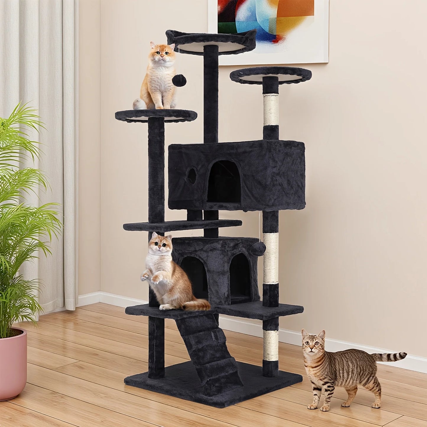 Elegant Multi Level Cat Tower With Sisal Scratching Posts