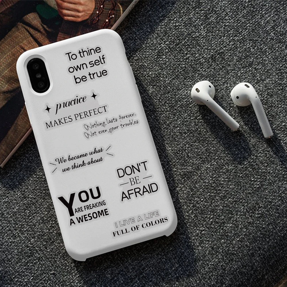 PET Inspirational Quote Stickers Waterproof DIY Decals Set