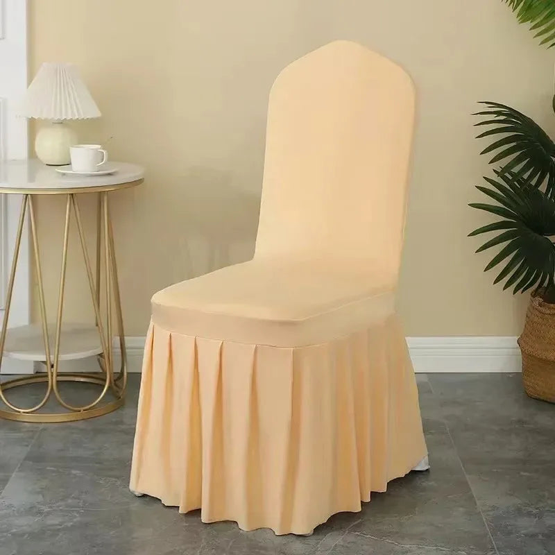 Elastic Pleated Spandex Chair Covers For Hotel Banquet Weddings