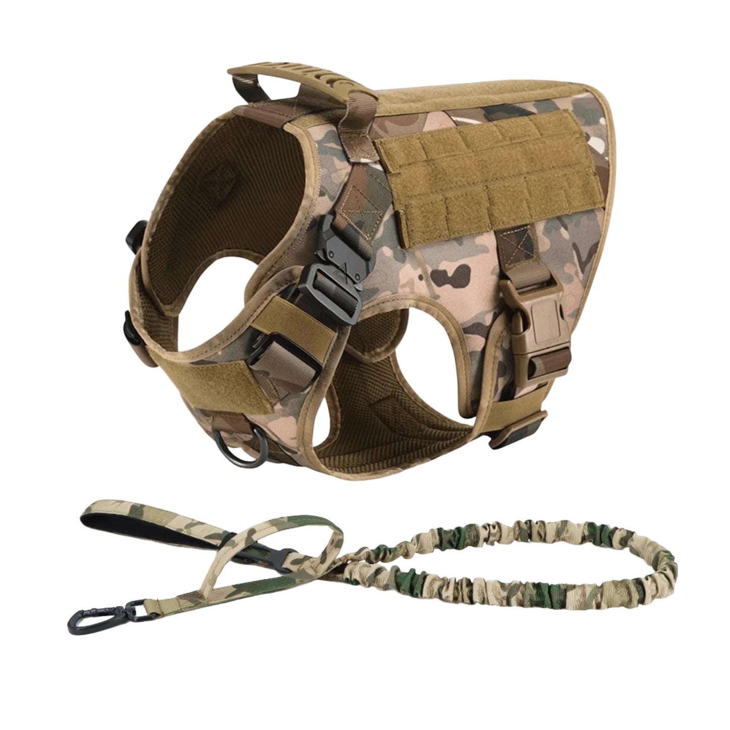 Tactical Padded Nylon Dog Harness Vest With Molle Pouches