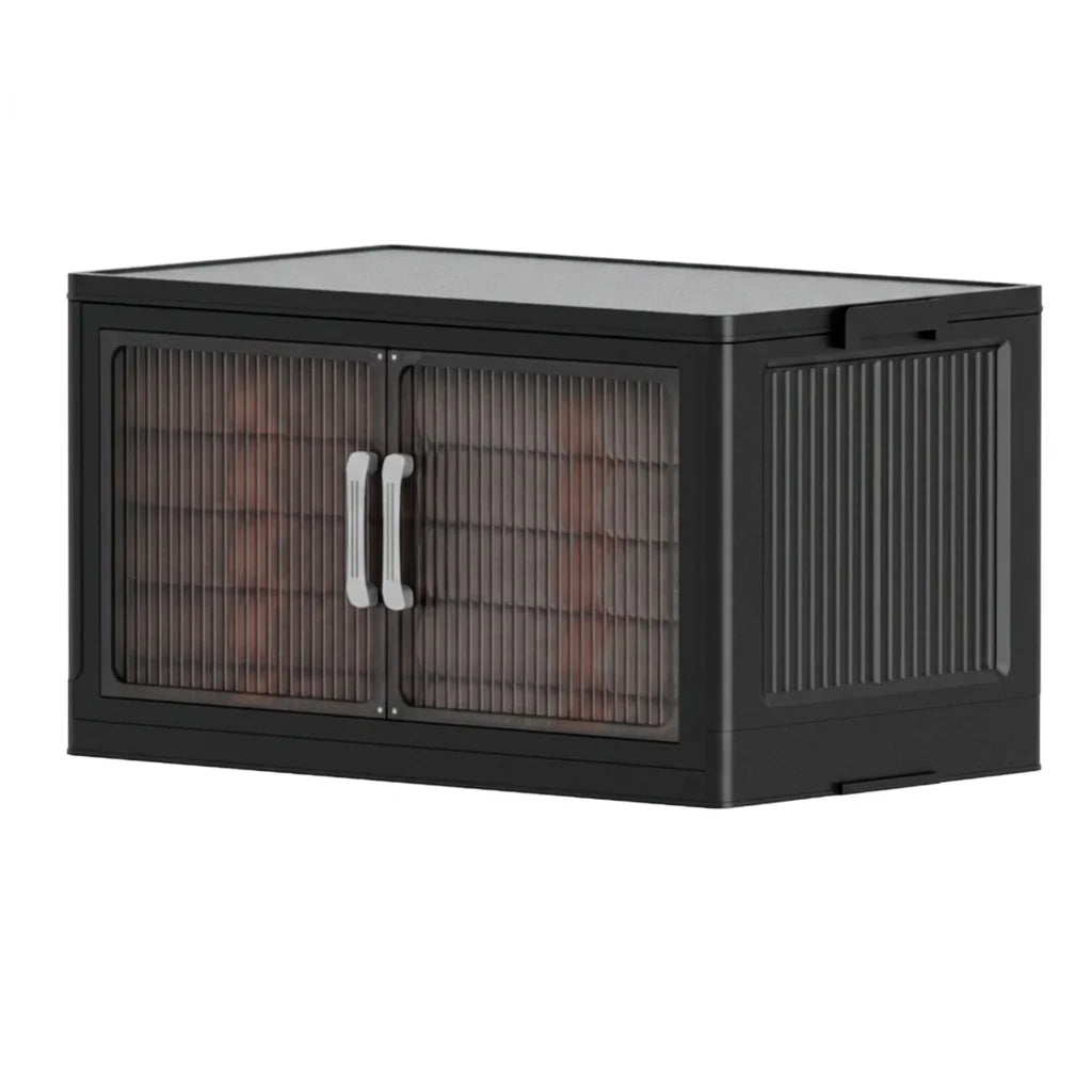Five Tier Foldable Storage Cabinet With Wheels And Double Doors