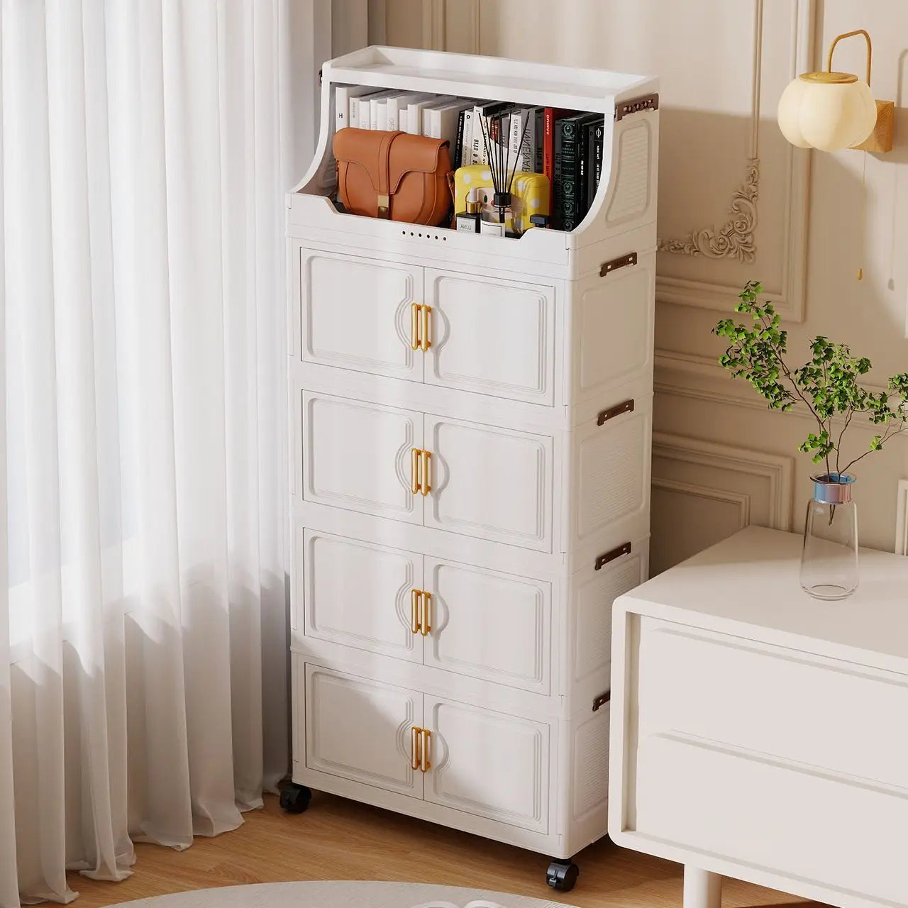 Foldable Plastic Multilayer Storage Rack For Kids Snacks And Toys