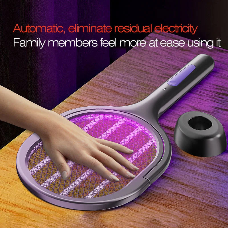 USB Rechargeable Electric Mosquito Swatter With LED Lure Lamp