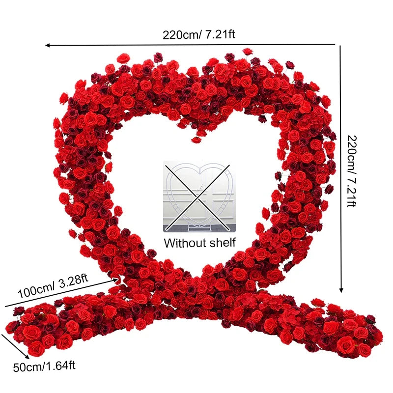 Angela Flower 5D Artificial Rose Heart Stand Wedding Backdrop
