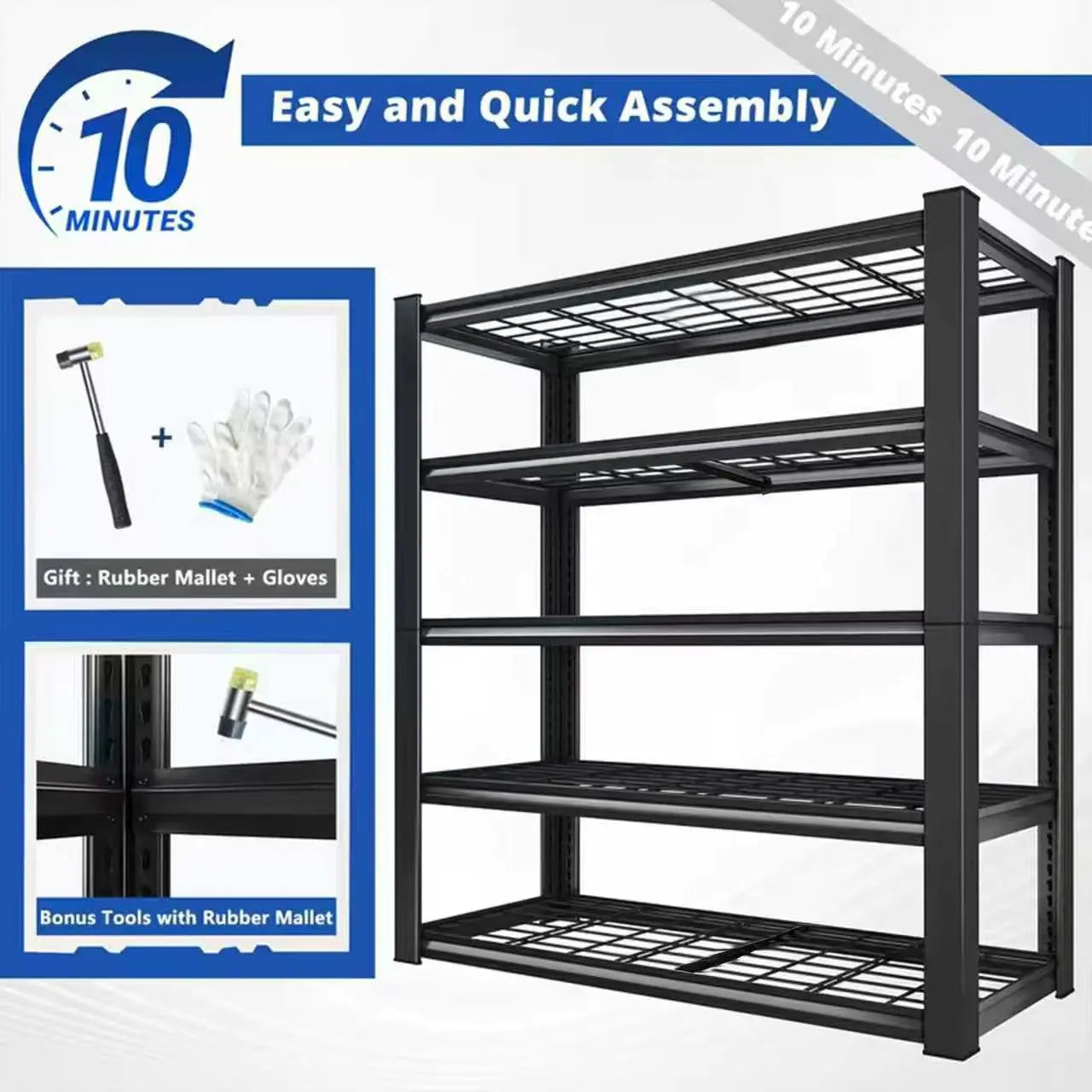Commercial Adjustable Metal Double Layer Storage Shelving Rack